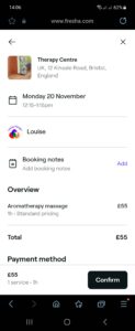 confirmation of booking